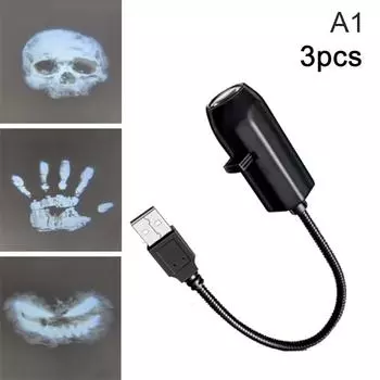 1Pc Skull Projection Lamp With 4/6 Switchable Pattern Design Led Night Light For Room Wall Ceiling Decoration Halloween Gift A1