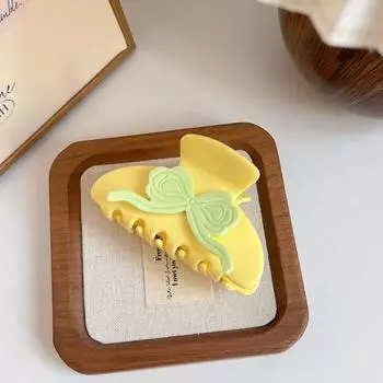 1pc Small and niche design, bow clip, medium-sized color blocked hair clip, disc hair, shark clip hair accessory