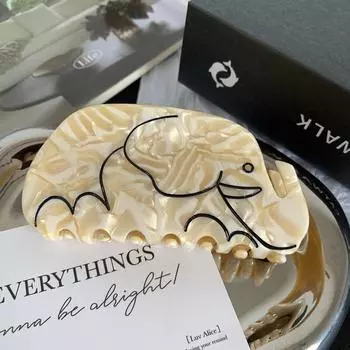 1pc Small niche design, auspicious elephant clip, high-end elephant hair clip, hair clip, shark clip, hair accessory, female
