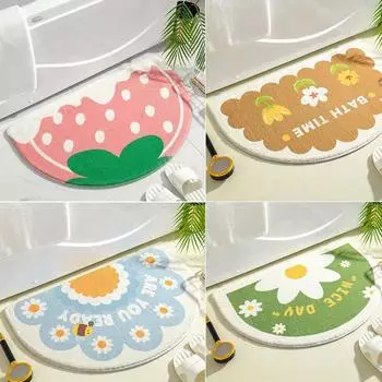 1PC Soft Floor Mats Small Fresh Text Flowers Rugs Home Entrance Carpet Bedroom Toilet Bathroom Door Absorbent Non-Slip Foot Pad 40cmx60cm