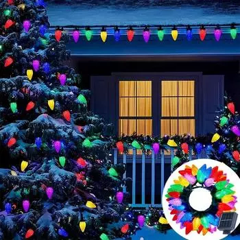 1pc Solar Powered Fairy Crystal Strawberry String Lights Multicolor Outdoor & Indoor Decor for Holidays Parties Christmas Tree