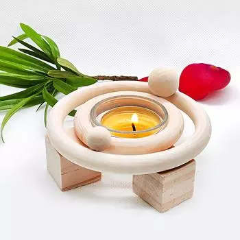 1PC Solar System Astronomical Model Unfinished Wood Tabletop Decor Wooden Creative Orbiting Planetary Candle Holders