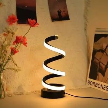 1PC Современная S Настольная Лампа USB Внешняя Люминесцентная Трехцветная Спальня Настольная Декоративная Лампа Глаз чёрный
