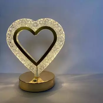 1PC Современная светодиодная настольная лампа с хрустальным кристаллом и регулировкой яркости, с сенсорным управлением, зарядка от USB Love