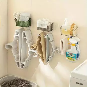 1 шт. Компактная настенная складная вешалка для одежды с сушильными прищепками и вешалками для полотенец белый