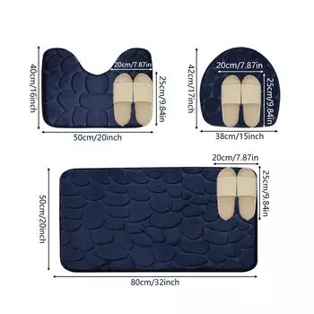 1PC sponge pebble stone pattern bathroom anti-slip floor mat carpet, multi-scene use, can wash home decoration 3-piece set светло-желтого
