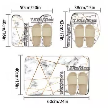 1PC sponge-printed marble bathroom waterproof slip single-piece set of floor mats, can wash home decorative carpet 400MMx600MM белый