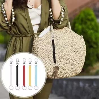 1PC Spring Loop Charm Colourful Spring Loop Keychain Lanyard Keyring Chain Retractable Anti-Lost Rope Plastic Multicolour