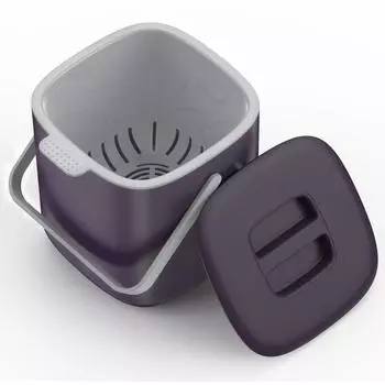 1pc Square Kitchen Compost Bin, Durable PP Material, Non-Electric, Odor-Resistant Waste Container with Removable Inner Basket and Lid