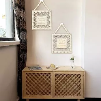 1Pc Square Practical Eid Al Fitr Fashion Wooden Bead String Light Door Number Home Door Pendant Wooden Tag