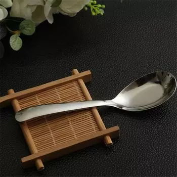 1Pc Stainess Steel Home Restaurant Kitchen Dinner Tableware Flat Soup Spoon