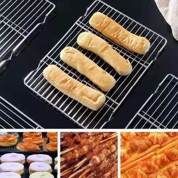 1PC Stainless Steel Drain Rack Drain Basket Barbecue Net Grease Mesh Filter Pan Baking Bread Cool Net Drain Rack