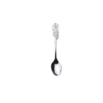 1Pc Stainless Steel Rose Spoon Flower Handle Coffee Spoon Tea Small Spoon Stirring Spoon Ice Cream Dessert Spoon Coffe Spoon серебряный