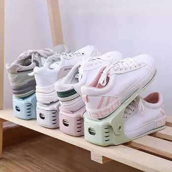 1pc Storage shoe rack double layer shoe holder adjustable household dormitory artifact organizing slippers shoe cabi чёрный