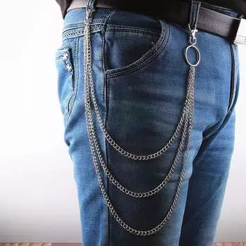 1 шт. Уличный брелок для ключей в стиле панк, брюки, цепочка, модный хипстерский брелок для ключей, хип-хоп, ювелирные изделия, кошелек, пояс, цепи, многослойная мужская цепочка