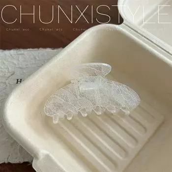 1Pc Style Elegant Ins Style Hair Clip With Acetate Lace Pattern For Back Of Head; Korean Style Claw Clip