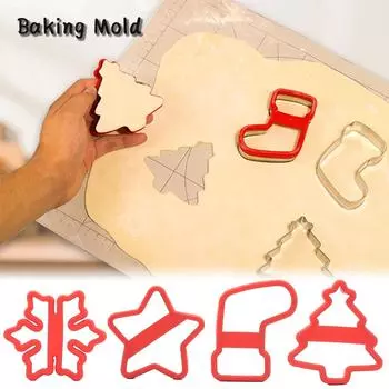 1Pc Sugarcraft Pastry Plunger Cute Baking Tools 3D Biscuit Mold Stamp Press Christmas Decoration Snowflake Cookie Cutters Set