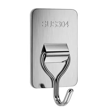 1Pc Super Viscose Non-punching Non-marking Adhesive Hook Hook Hook, Bathroom Kitchen Door Wall Hanging Clothes Paste Stainless Steel Hook