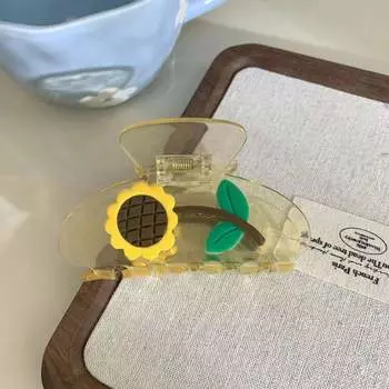 1pc Sweet and Cute Flower Series Cherry Blossom Sunflower Grab Clip Splicing Shark Clip