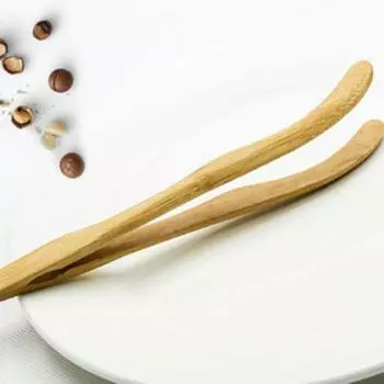 1pc Tea Tweezer Tongs Food Tongs Clip Bend/Straight Clip 18cm Tea Clip Restaurant Tool Kongfu Tea Wood Color Kitchen Tools