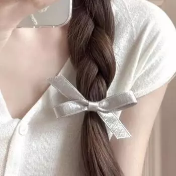 1PC Temperament, High-grade, Silver Gray, Bow, Hair Clip, Fashion, Versatile, Headpiece, Back of the Head, Elegant, Simple
