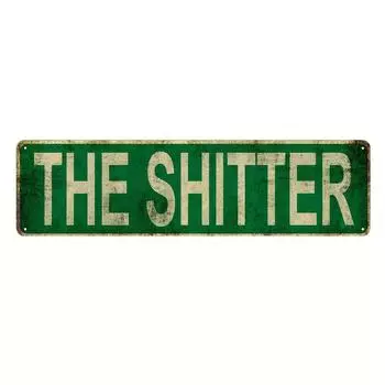 1pc, THE SHIT Metal Tin Sign (16x4 inches/40cm*10cm), Vintage Plaque Decorative Wall Art, Wall Decor, Room Decor, Home Decor чёрный