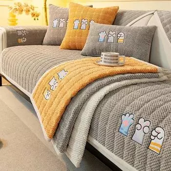 1PC Thicken Corduroy Cat Claws Sofa Towel Nordic Soft Sofa Cover Non-Slip Universal Combination Couch Cushion for Living Room A 70x70