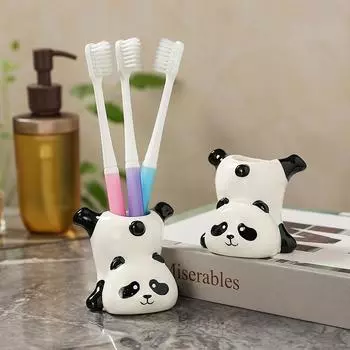 1PC Toothbrush Holder Home Decor Flower Arrangement Panda No Punch Family Toothbrush Holder Cartoon Bathroom Cute