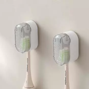 1PC Toothbrush Holder Punch-free Space Saving Wall-Mounted Dust-free Organizer Boxes Bathroom Self Adhesive Toothbrush Racks светло-серый