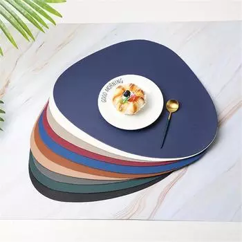 1PC Triangle Leather Placemat Kitchen Dining Table Mats Steak Pad Non-slipinsulate Pads Hotel Restaurant Home Decor 1pc серый