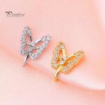 1 шт. U-образное накладное кольцо в носу в форме бабочки, шпилька для носа, блестящие стразы, инкрустированные непирсингом, зажим для носа, ювелирное изделие, подарок серебряный