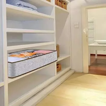 1pc under the bed quilt storage bag with cover can be folded, can be used for bedding clothes toys with 4 reinforced handle L