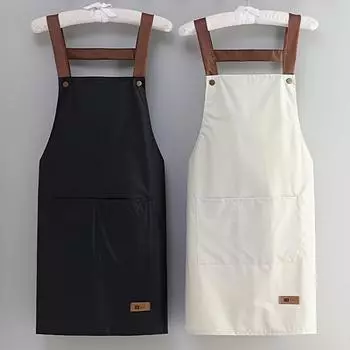 1pc Unisex Adjustable Thin Polyester Blend Apron - Solid Color Simple Design, 4 Colors, All-Season Kitchen & Dining Use for Cooking, Baking, Serving чёрный