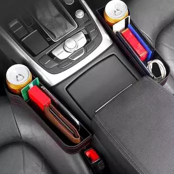 1PC Universal Multi-Function Cups Holder PU Leather Car Seat Gap Storage Box Seat Gap Slit Box