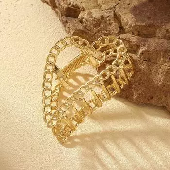 1pc Valentine s Day metal heart-shaped hair clip at the back of the head hair accessory ins elegant temperament shark clip