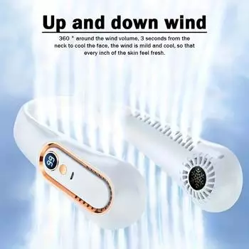 1pc Vaneless neck fan -5 speed 3-speed USB rechargeable, lightweight, with LED display - ideal choice for outdoor comfort