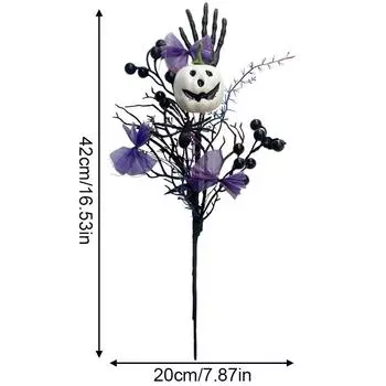 1PC Vase Filler Desktop With Pumpkin and Maple Leaves Bookcase Decor Black Fake Branches Home