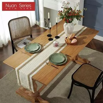 1 шт. Универсальная дорожка для стола с кисточками из хлопка и льна, декоративная для обеденного стола, серия Nuan 02-W30cm x L50cm