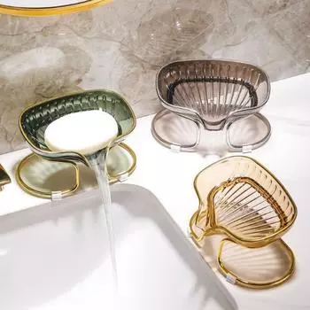 1pc Vertical Oval Soap Tray Rack,Creative Soap Dish,Soap Box With Diversion Nozzle Design,For Kitchen And Bathroom Accessories прозрачный