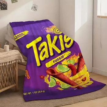 1pc Vibrant Takis Chili Printed Soft Flannel Blanket - Ultra Cozy Throw for Bed, Sofa, and Travel - Perfect Gift for Birthday 70x100cm