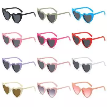 1Pc Vintage Heart-Shaped Sunglasses for Women Irregular Pink Heart Sun Glasses Street Shooting Shades Eyewear UV Protection чёрный