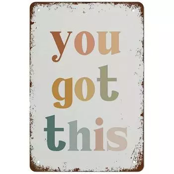1pc, Vintage Metal Sign Inspirational Wall Art Classroom Decor Boho Rainbow You Got This Positive Affirmation Classroom чёрный