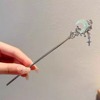1pc Vintage Moonstone Alloy Hairpin Exquisite Chinese Perfect Gifts for Holiday Parties Daily Wear Hair Sticks Hair Accessories