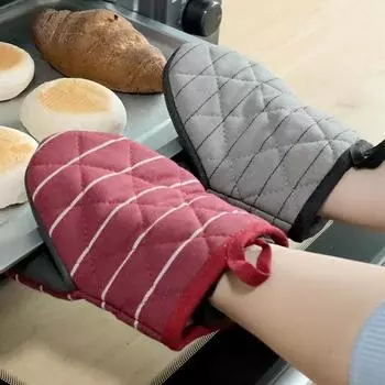 1Pc Vintage Striped Duckbilled Cotton Baking Tool Insulation Mitt Home Kitchen Microwave Oven Glove красный