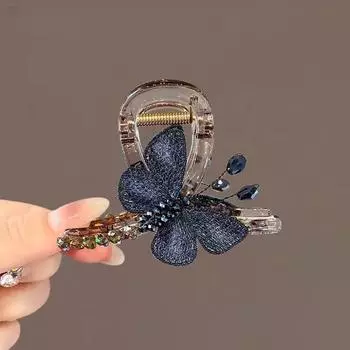 1pc Vintage style embroidered butterfly clip, medium size, back of the head, half tied hair, shark clip hair accessory