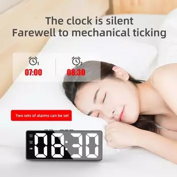 1pc Voice Controlled Digital Alarm Clock with Temperature Display and Adjustable Brightness - Perfect for Home, Living Room чёрный