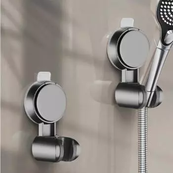 1pc Wall Mounted Bracket Suction Cup Shower Head Rack Adjustable Plating Shower Rail Head Holder Bathroom Mounting Brackets