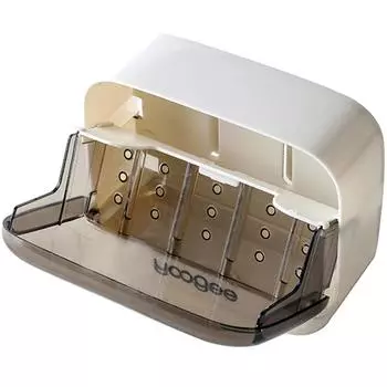 1PC Wall Mounted Soap HolderSoap Box With Flip Lid Free Punch Soap Drain Dish Double Grids Soap Draining Rack For Bathroom