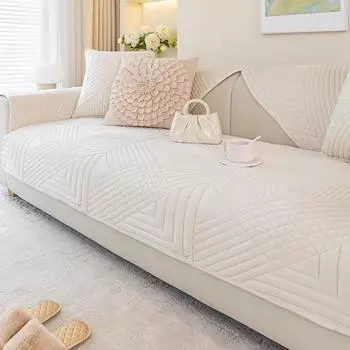 1PC Warm Plush Sofa Cover Geometry Universal Sofa Cushion Towel Non-Slip L Shape Couch Slipcover For Living Room Home Decor A 70x70