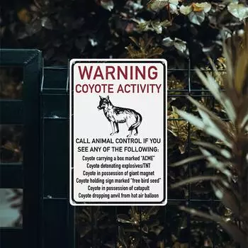 1pc, Warning Coyote Activity Classic Metal Aluminum Sign, Classic Plaque Decoration, Hanging Plaque, Wall/Room/Home/Restaurant чёрный
